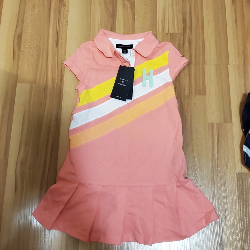 Tommy Hilfiger Coral Polo Dress with Stripes